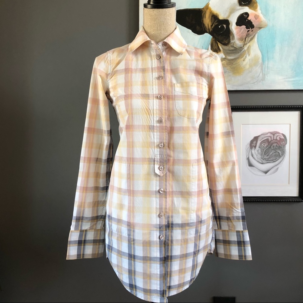 Fading Plaid Shirt Dress